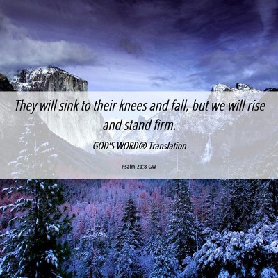 Picture 06 - Psalm 20:8 GW - They will sink to their knees and fall, but we - Bible Verse Picture