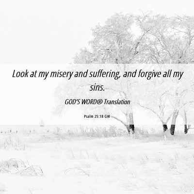 Picture 06 - Psalm 25:18 GW - Look at my misery and suffering, and forgive all - Bible Verse Picture