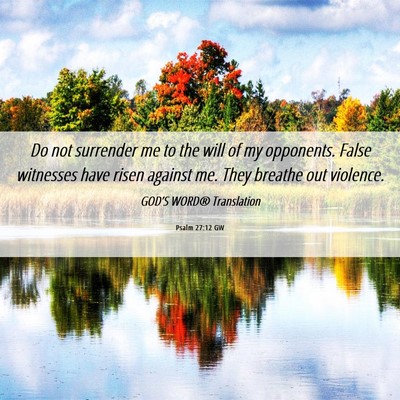 Picture 06 - Psalm 27:12 GW - Do not surrender me to the will of my opponents. - Bible Verse Picture