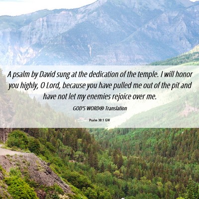 Picture 06 - Psalm 30:1 GW - A psalm by David sung at the dedication of the - Bible Verse Picture