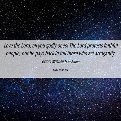 Picture 06 - Psalm 31:23 GW - Love the Lord, all you godly ones! The Lord - Bible Verse Picture