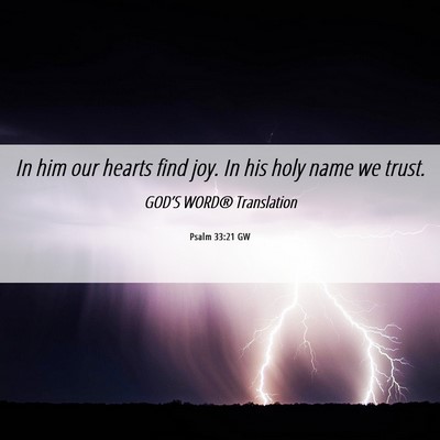 Picture 06 - Psalm 33:21 GW - In him our hearts find joy. In his holy name we - Bible Verse Picture