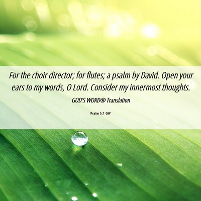 Picture 06 - Psalm 5:1 GW - For the choir director; for flutes; a psalm by - Bible Verse Picture