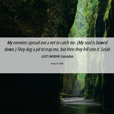 Picture 06 - Psalm 57:6 GW - My enemies spread out a net to catch me. (My soul - Bible Verse Picture