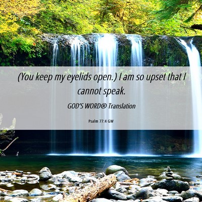 Picture 06 - Psalm 77:4 GW - (You keep my eyelids open.) I am so upset that I - Bible Verse Picture