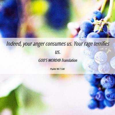 Picture 06 - Psalm 90:7 GW - Indeed, your anger consumes us. Your rage - Bible Verse Picture