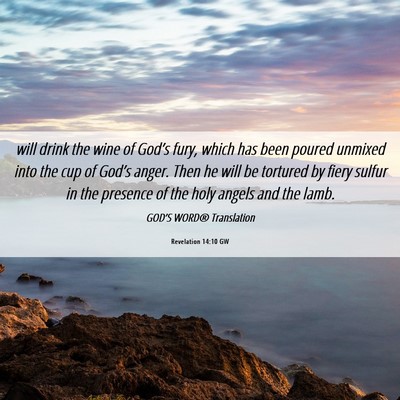 Picture 06 - Revelation 14:10 GW - will drink the wine of God’s fury, which has - Bible Verse Picture