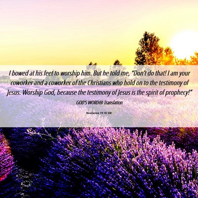 Picture 06 - Revelation 19:10 GW - I bowed at his feet to worship him. But he told - Bible Verse Picture