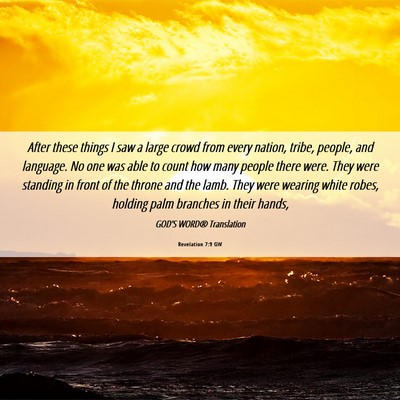 Picture 06 - Revelation 7:9 GW - After these things I saw a large crowd from every - Bible Verse Picture