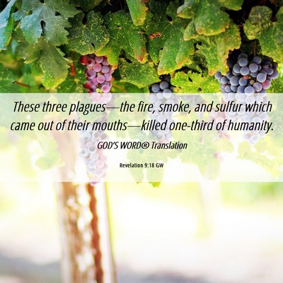 Picture 06 - Revelation 9:18 GW - These three plagues—the fire, smoke, and sulfur - Bible Verse Picture