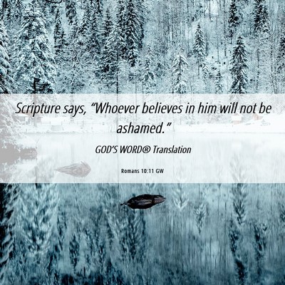 Picture 06 - Romans 10:11 GW - Scripture says, “Whoever believes in him will - Bible Verse Picture