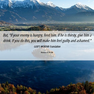 Picture 06 - Romans 12:20 GW - But, “If your enemy is hungry, feed him. If he - Bible Verse Picture