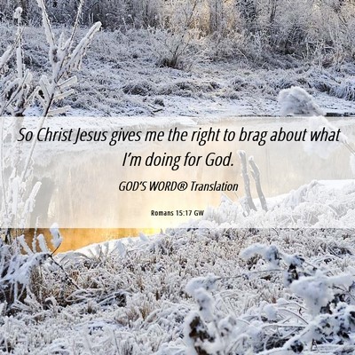 Picture 06 - Romans 15:17 GW - So Christ Jesus gives me the right to brag about - Bible Verse Picture