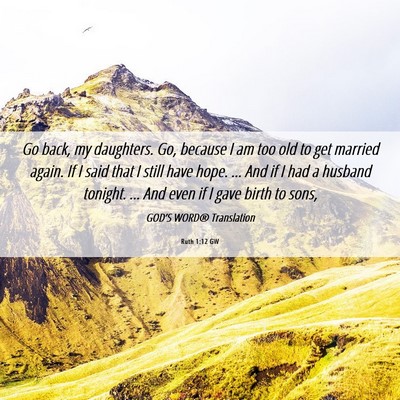 Picture 06 - Ruth 1:12 GW - Go back, my daughters. Go, because I am too old - Bible Verse Picture