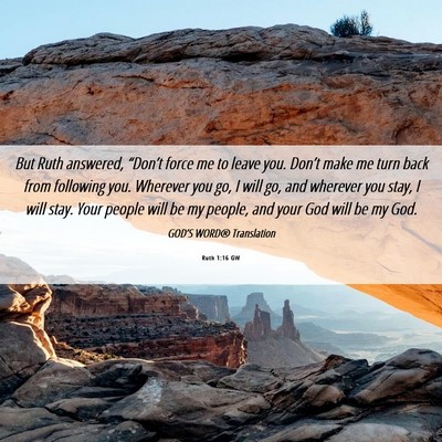 Picture 06 - Ruth 1:16 GW - But Ruth answered, “Don’t force me to leave - Bible Verse Picture