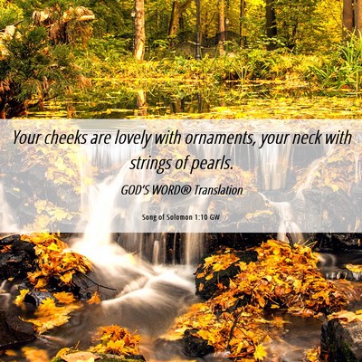 Picture 06 - Song of Solomon 1:10 GW - Your cheeks are lovely with ornaments, your neck - Bible Verse Picture
