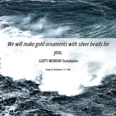 Picture 06 - Song of Solomon 1:11 GW - We will make gold ornaments with silver beads for - Bible Verse Picture