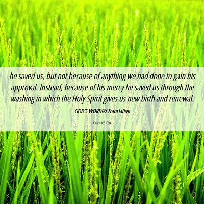 Picture 06 - Titus 3:5 GW - he saved us, but not because of anything we had - Bible Verse Picture