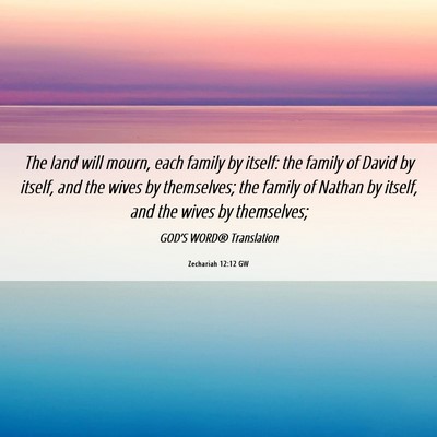 Picture 06 - Zechariah 12:12 GW - The land will mourn, each family by itself: the - Bible Verse Picture