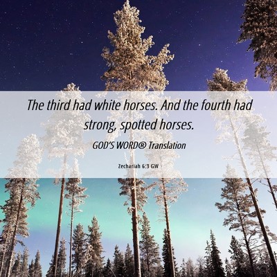 Picture 06 - Zechariah 6:3 GW - The third had white horses. And the fourth had - Bible Verse Picture