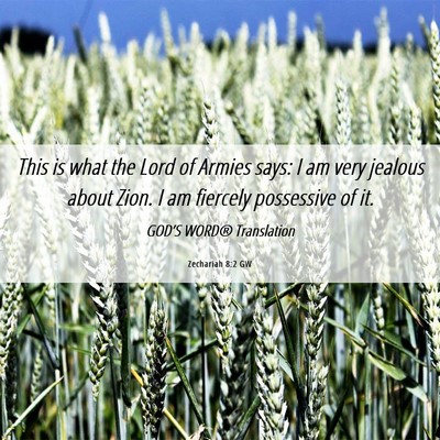 Picture 06 - Zechariah 8:2 GW - This is what the Lord of Armies says: I am very - Bible Verse Picture