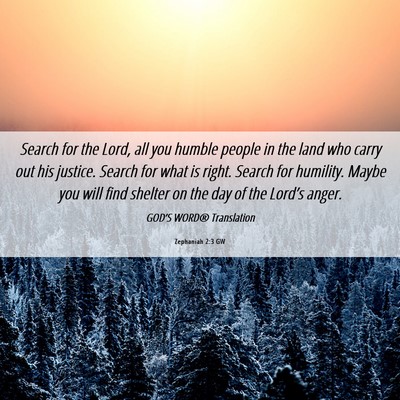 Picture 06 - Zephaniah 2:3 GW - Search for the Lord, all you humble people in the - Bible Verse Picture
