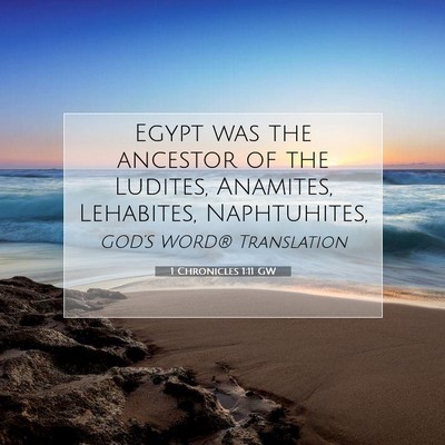 Picture 07 - 1 Chronicles 1:11 GW - Egypt was the ancestor of the Ludites, Anamites, - Bible Verse Picture