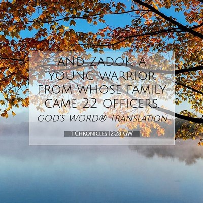 Picture 07 - 1 Chronicles 12:28 GW - and Zadok, a young warrior from whose family came - Bible Verse Picture