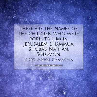 Picture 07 - 1 Chronicles 14:4 GW - These are the names of the children who were born - Bible Verse Picture