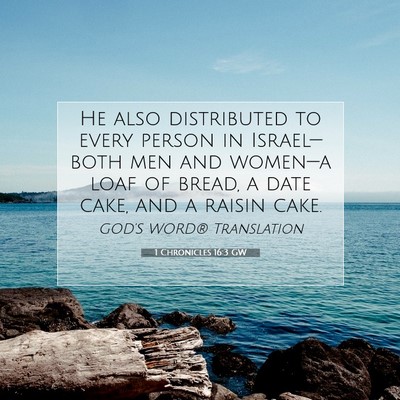 Picture 07 - 1 Chronicles 16:3 GW - He also distributed to every person in - Bible Verse Picture