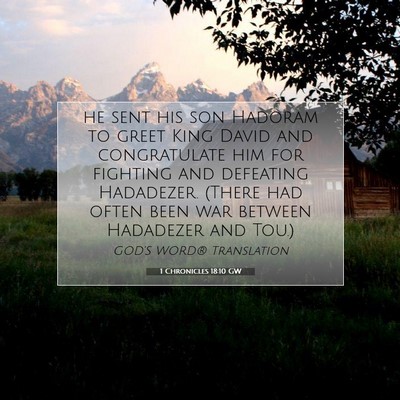 Picture 07 - 1 Chronicles 18:10 GW - he sent his son Hadoram to greet King David and - Bible Verse Picture