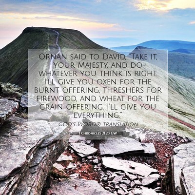Picture 07 - 1 Chronicles 21:23 GW - Ornan said to David, “Take it, Your Majesty, - Bible Verse Picture
