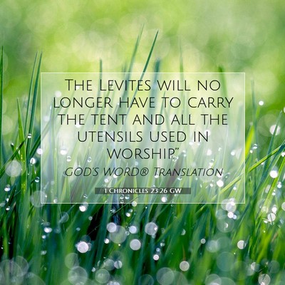 Picture 07 - 1 Chronicles 23:26 GW - The Levites will no longer have to carry the tent - Bible Verse Picture