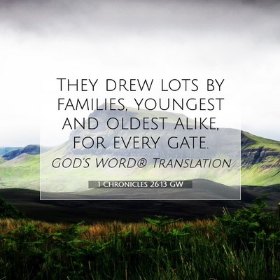 Picture 07 - 1 Chronicles 26:13 GW - They drew lots by families, youngest and oldest - Bible Verse Picture