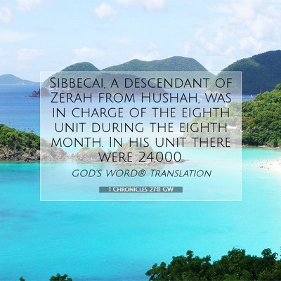 Picture 07 - 1 Chronicles 27:11 GW - Sibbecai, a descendant of Zerah from Hushah, was - Bible Verse Picture
