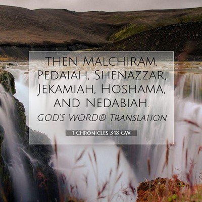 Picture 07 - 1 Chronicles 3:18 GW - then Malchiram, Pedaiah, Shenazzar, Jekamiah, - Bible Verse Picture