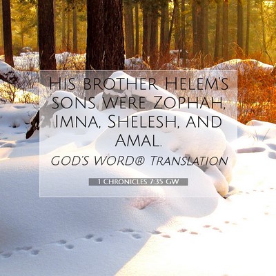 Picture 07 - 1 Chronicles 7:35 GW - His brother Helem’s sons were Zophah, Imna, - Bible Verse Picture