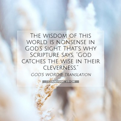 Picture 07 - 1 Corinthians 3:19 GW - The wisdom of this world is nonsense in God’s - Bible Verse Picture