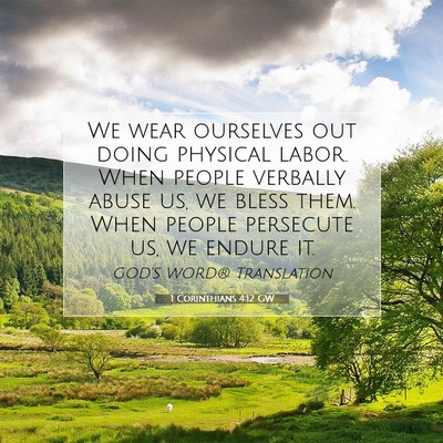 Picture 07 - 1 Corinthians 4:12 GW - We wear ourselves out doing physical labor. When - Bible Verse Picture