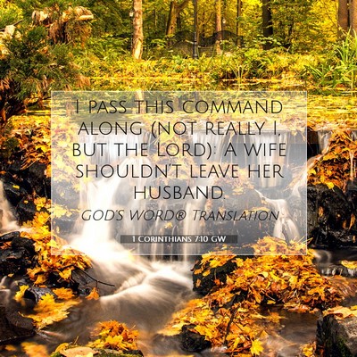 Picture 07 - 1 Corinthians 7:10 GW - I pass this command along (not really I, but the - Bible Verse Picture