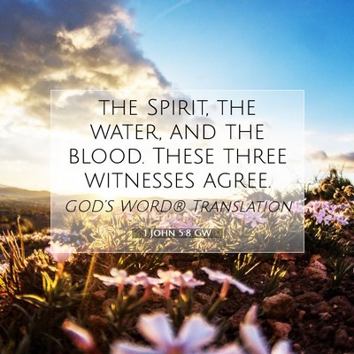 Picture 07 - 1 John 5:8 GW - the Spirit, the water, and the blood. These three - Bible Verse Picture