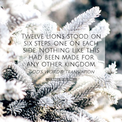 Picture 07 - 1 Kings 10:20 GW - Twelve lions stood on six steps, one on each - Bible Verse Picture