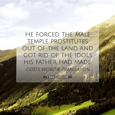 Picture 07 - 1 Kings 15:12 GW - He forced the male temple prostitutes out of the - Bible Verse Picture