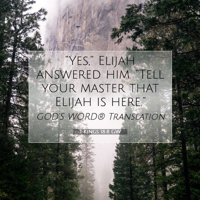Picture 07 - 1 Kings 18:8 GW - “Yes,” Elijah answered him. “Tell your - Bible Verse Picture