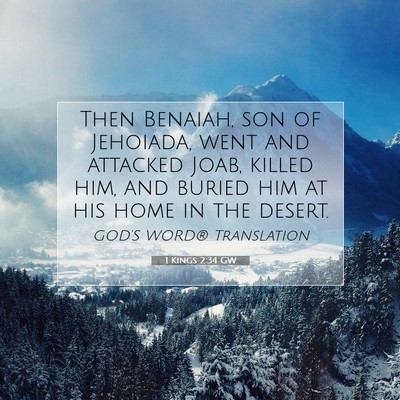 Picture 07 - 1 Kings 2:34 GW - Then Benaiah, son of Jehoiada, went and attacked - Bible Verse Picture