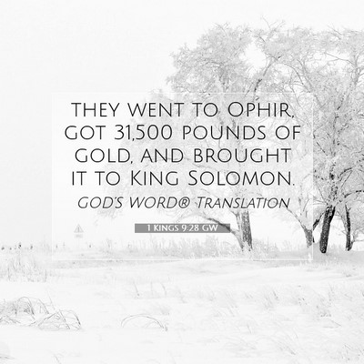 Picture 07 - 1 Kings 9:28 GW - they went to Ophir, got 31,500 pounds of gold, - Bible Verse Picture
