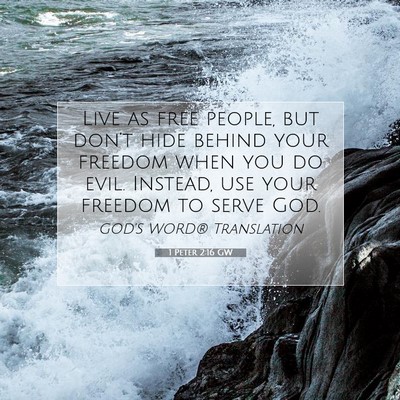 Picture 07 - 1 Peter 2:16 GW - Live as free people, but don’t hide behind your - Bible Verse Picture