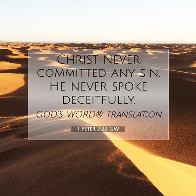 Picture 07 - 1 Peter 2:22 GW - Christ never committed any sin. He never spoke - Bible Verse Picture
