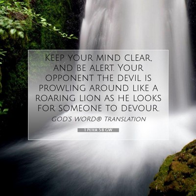 Picture 07 - 1 Peter 5:8 GW - Keep your mind clear, and be alert. Your opponent - Bible Verse Picture