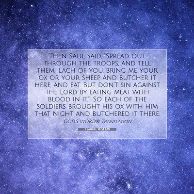 Picture 07 - 1 Samuel 14:34 GW - Then Saul said, “Spread out through the troops, - Bible Verse Picture